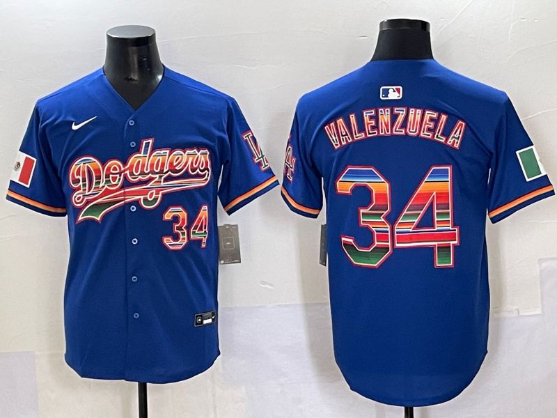 Men 2025 Los Angeles Dodgers #34 Valenzuela Blue Nike MLB Jersey style 6271->los angeles dodgers->MLB Jersey